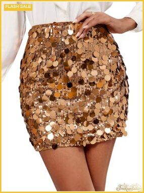 Sequin High Waist Bodycon Mini Cocktail Party Skirt Stretch